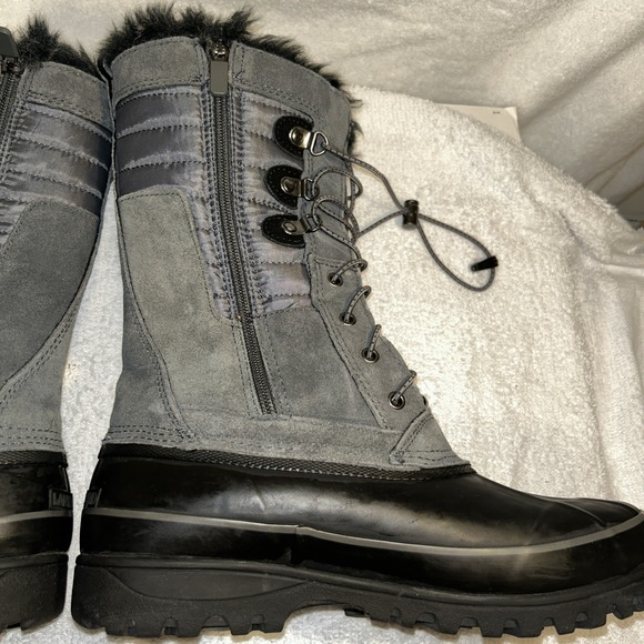 Lands End Womens Squall Boots,Size 9 1/2 B,Gray Black Mid Calf Bungee, 511644 - Picture 14 of 16